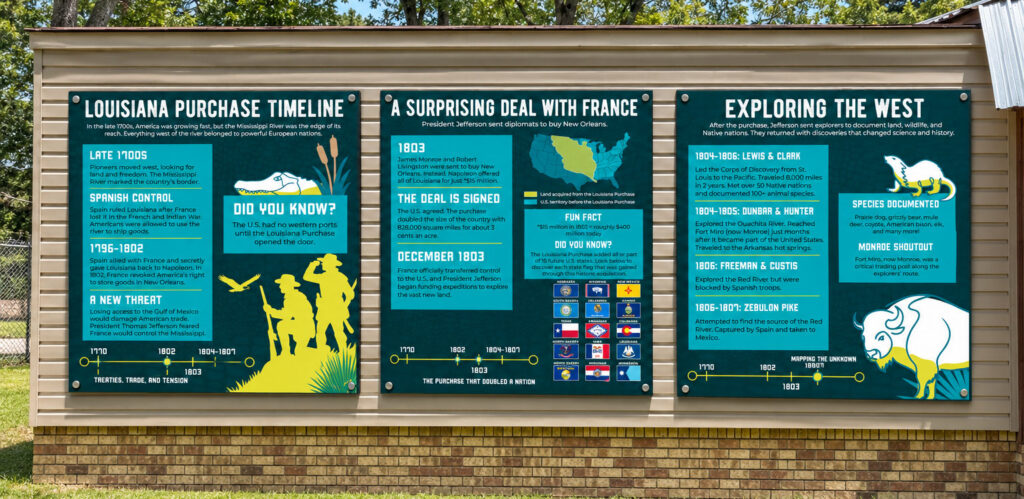Custom wildlife educational signage designed for Louisiana Purchase Gardens & Zoo