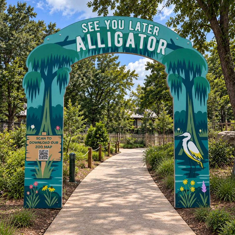 Custom Louisiana Purchase Habitat entrance archway signage